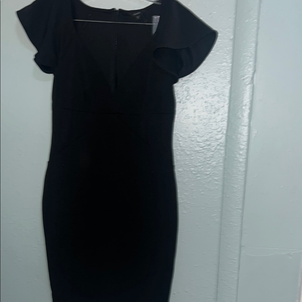 Guess Black Sheath Mini Dress with Flutter Cap Sleeves